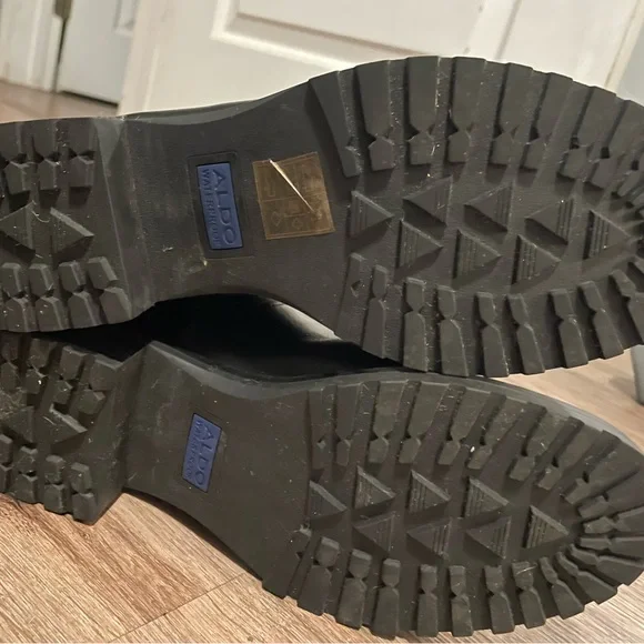 ALDO Black Knee-High Leather Boots with Zipper - Picture 8 of 11